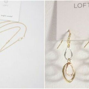 ANN TAYLOR LOFT TRI COLOR EARRINGS NECKLACE SET NW